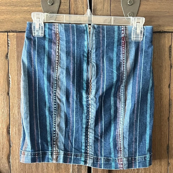 Free People Stripped Cotton Stretch Mini Skirt Size XS - Picture 2 of 7